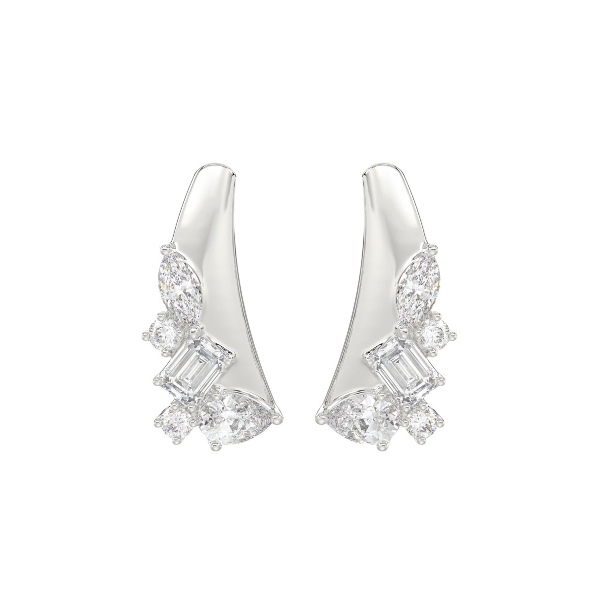 14K White Gold 1.00CT Round/Marquise/Pear/Emerald Diamond Ladies Stud earrings (Color F-G -Clarity VS1/VS2)