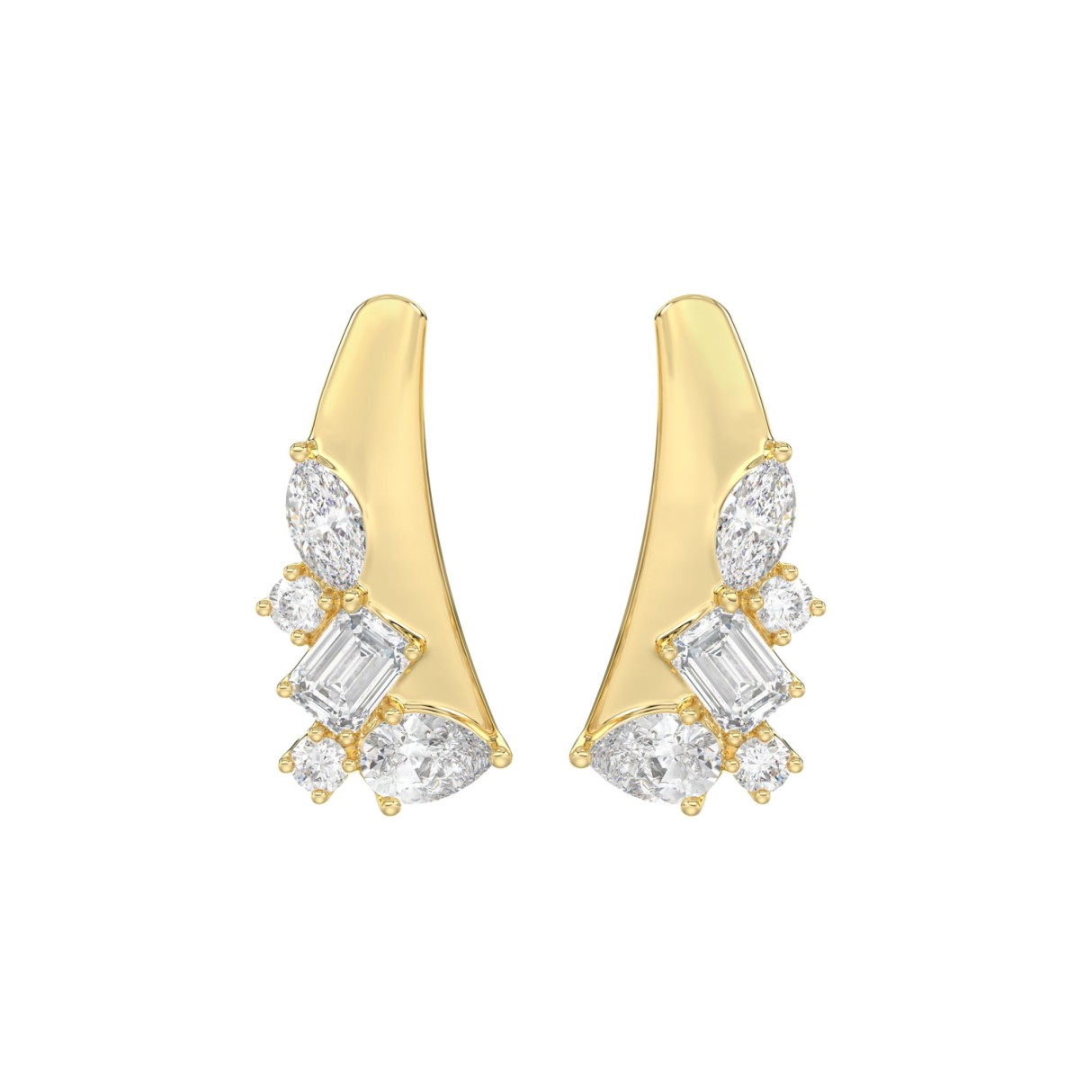 14K Yellow Gold 1.00CT Round/Marquise/Pear/Emerald Diamond Ladies Stud earrings (Color F-G -Clarity VS1/VS2)