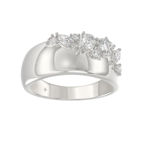 3/4CT Round, Marquise, Pear & Emerald Lab-Grown Diamond Ladies Band 10K White Gold (Color F-G -Clarity VS1/VS2)