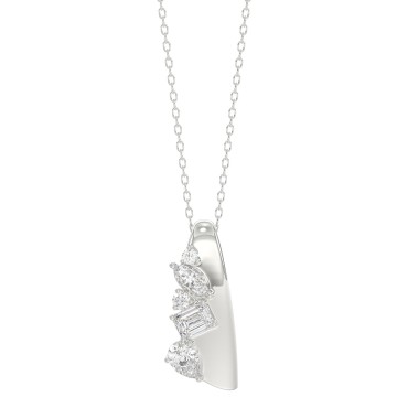 10K White Gold 1/2CT Round, Marquise, Pear & Emerald Lab-Grown Diamond Ladies Pendant with 18