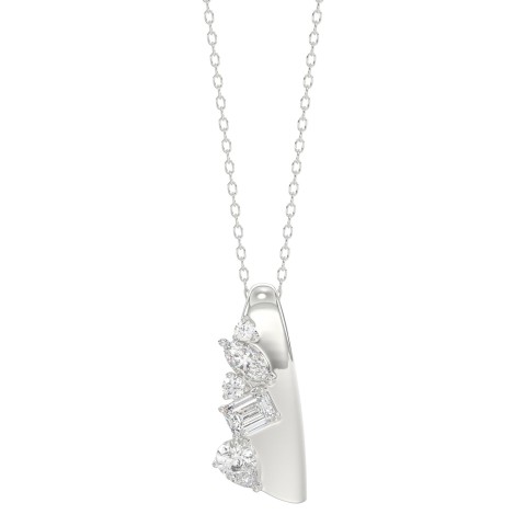 10K White Gold 1/2CT Round, Marquise, Pear & Emerald Lab-Grown Diamond Ladies Pendant with 18