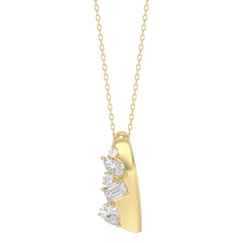 10K Yellow Gold 1/2CT Round, Marquise, Pear & Emerald Lab-Grown Diamond Ladies Pendant with 18