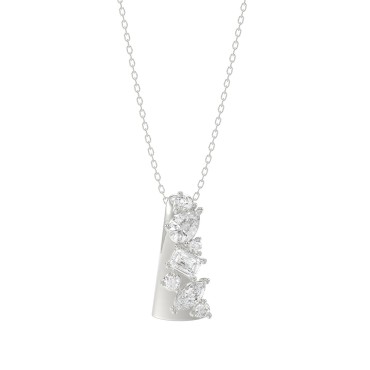 10K White Gold 1/2Ct Round, Marquise, Pear & Emerald Cut Diamond Pendant With Chain Ladies Elegant Diamond Fashion Jewelry Gift For Birthdays, Anniversaries & Special Occasions