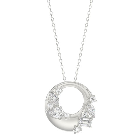 10K White Gold 3/4CT Round/Marquise/Pear/Emerald Diamond Ladies Fashion Pendant with Chain (Color F-G -Clarity VS1/VS2)