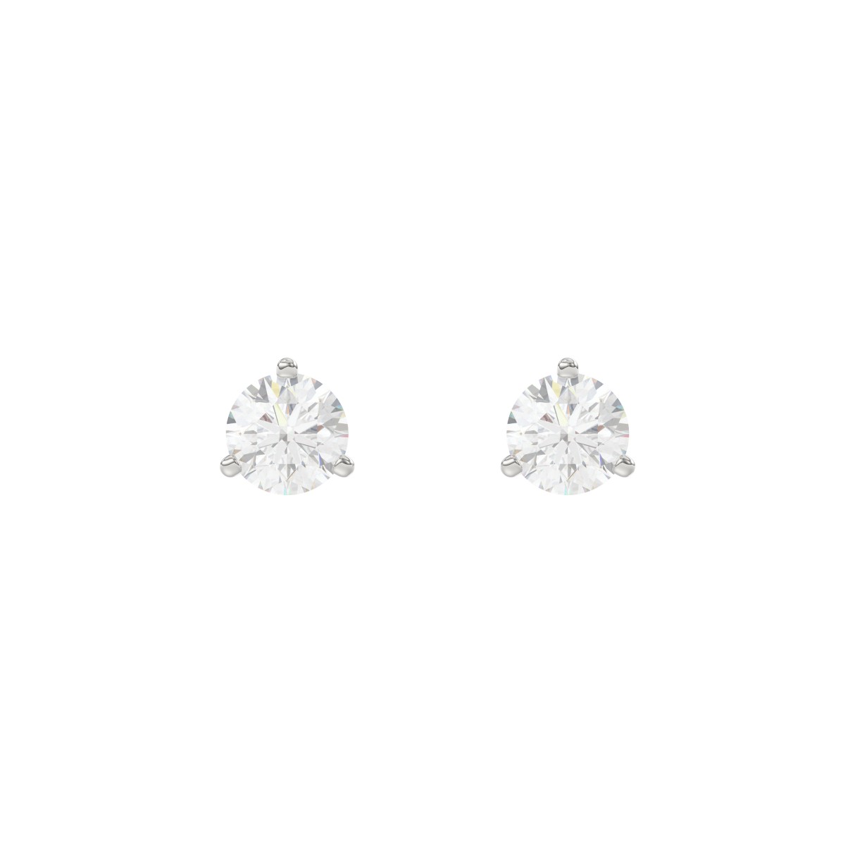 14K White Gold 1.00CT Round Brilliant Diamond Solitaire Stud Earrings for Women Fine Jewelry