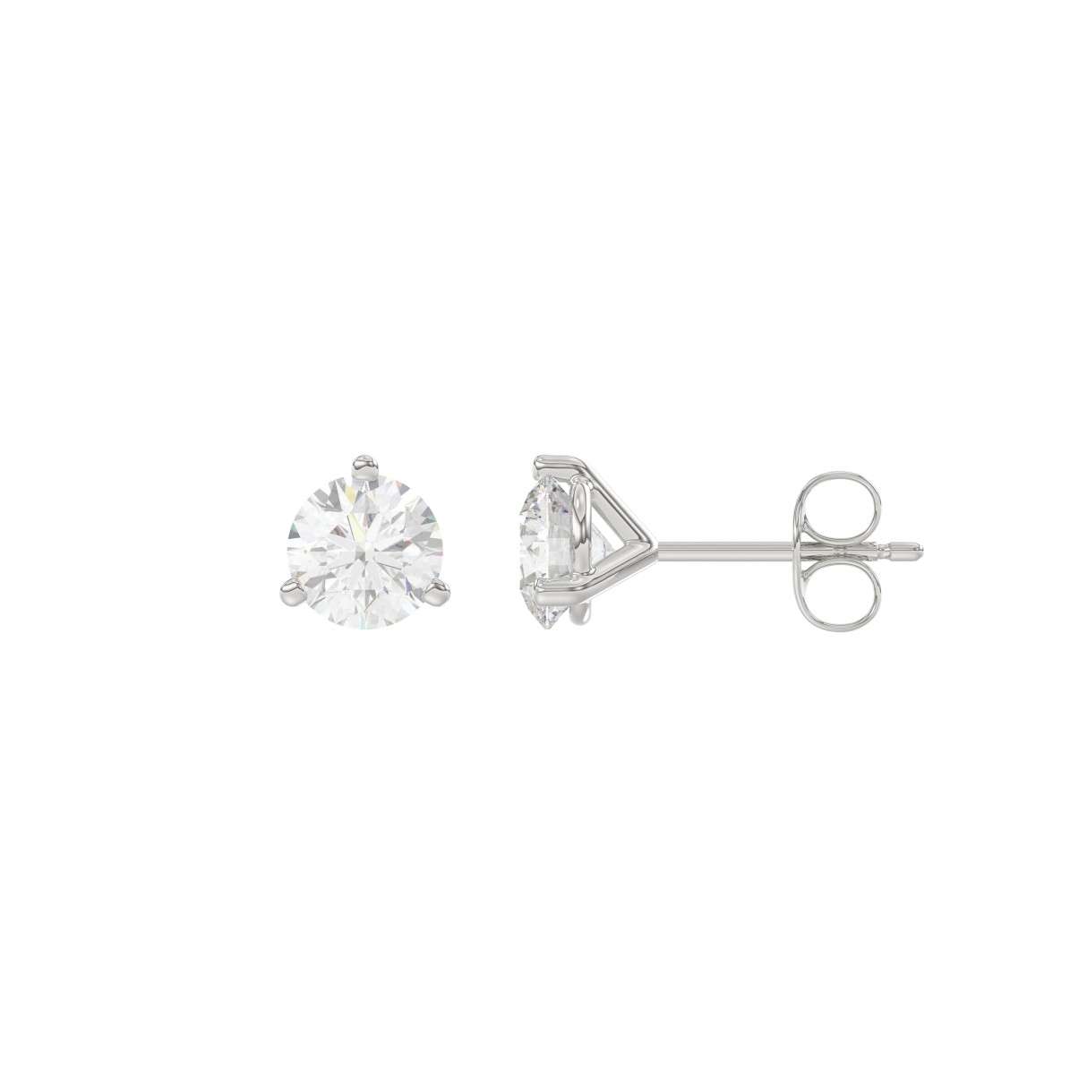 14K White Gold 1.00CT Round Brilliant Diamond Solitaire Stud Earrings for Women Fine Jewelry