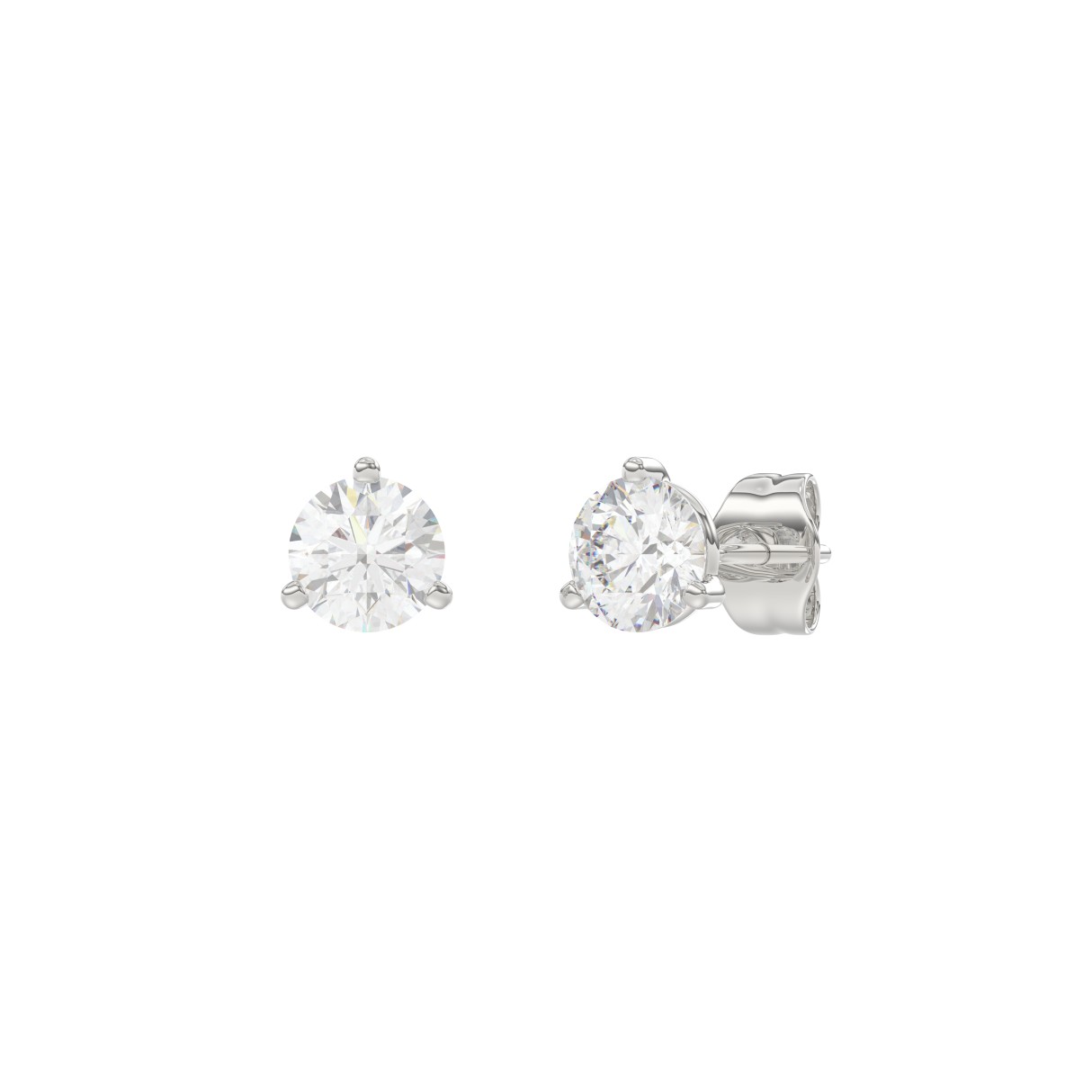 14K White Gold 1.00CT Round Brilliant Diamond Solitaire Stud Earrings for Women Fine Jewelry