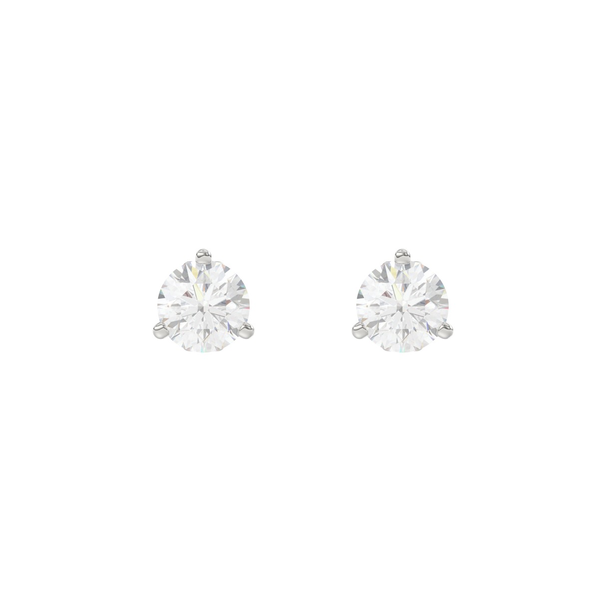 14K White Gold 1 1/2CT Round Brilliant Diamond Solitaire Stud Earrings for Women Fine Jewelry