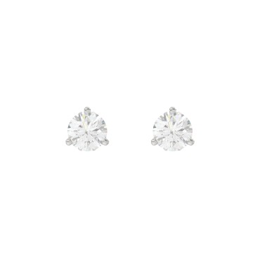 14K White Gold 1 1/2CT Round Brilliant Diamond Solitaire Stud Earrings for Women Fine Jewelry