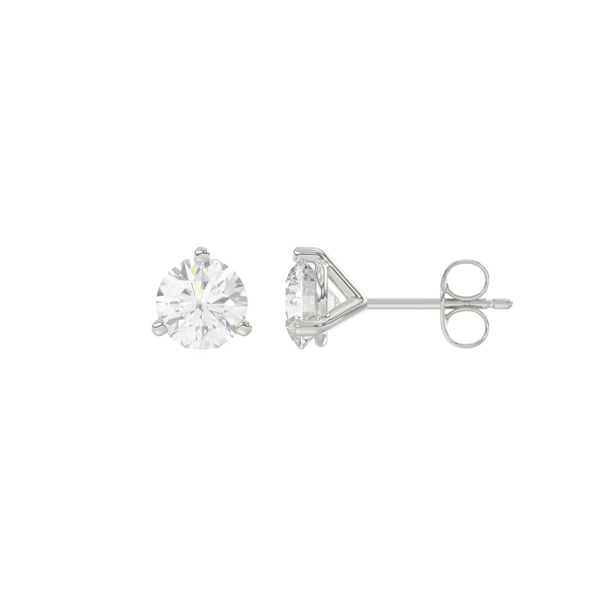 14K White Gold 1 1/2CT Round Brilliant Diamond Solitaire Stud Earrings for Women Fine Jewelry