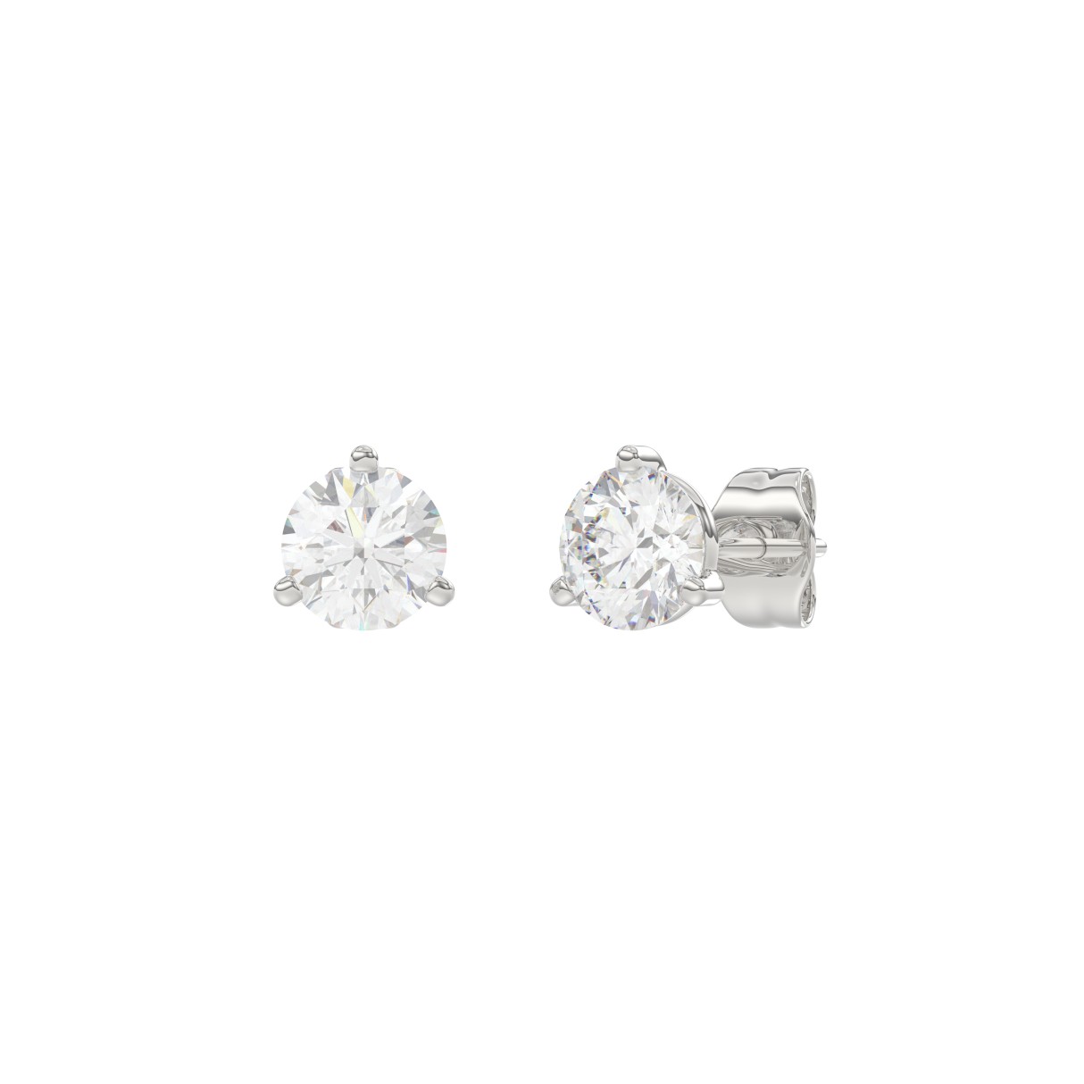 14K White Gold 1 1/2CT Round Brilliant Diamond Solitaire Stud Earrings for Women Fine Jewelry