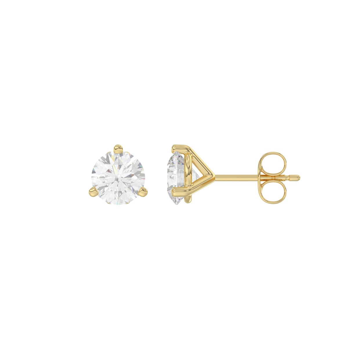 14K Yellow Gold 1 1/2Ct Round Diamond Solitaire Earrings For Women Classic Diamond Stud Earrings
