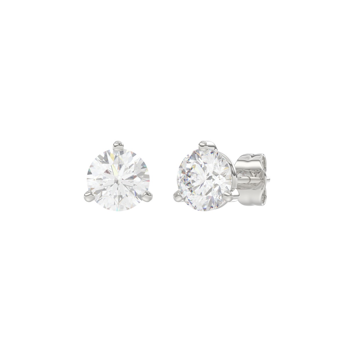 14K White Gold 2.00CT Round Brilliant Diamond Solitaire Stud Earrings for Women Fine Jewelry
