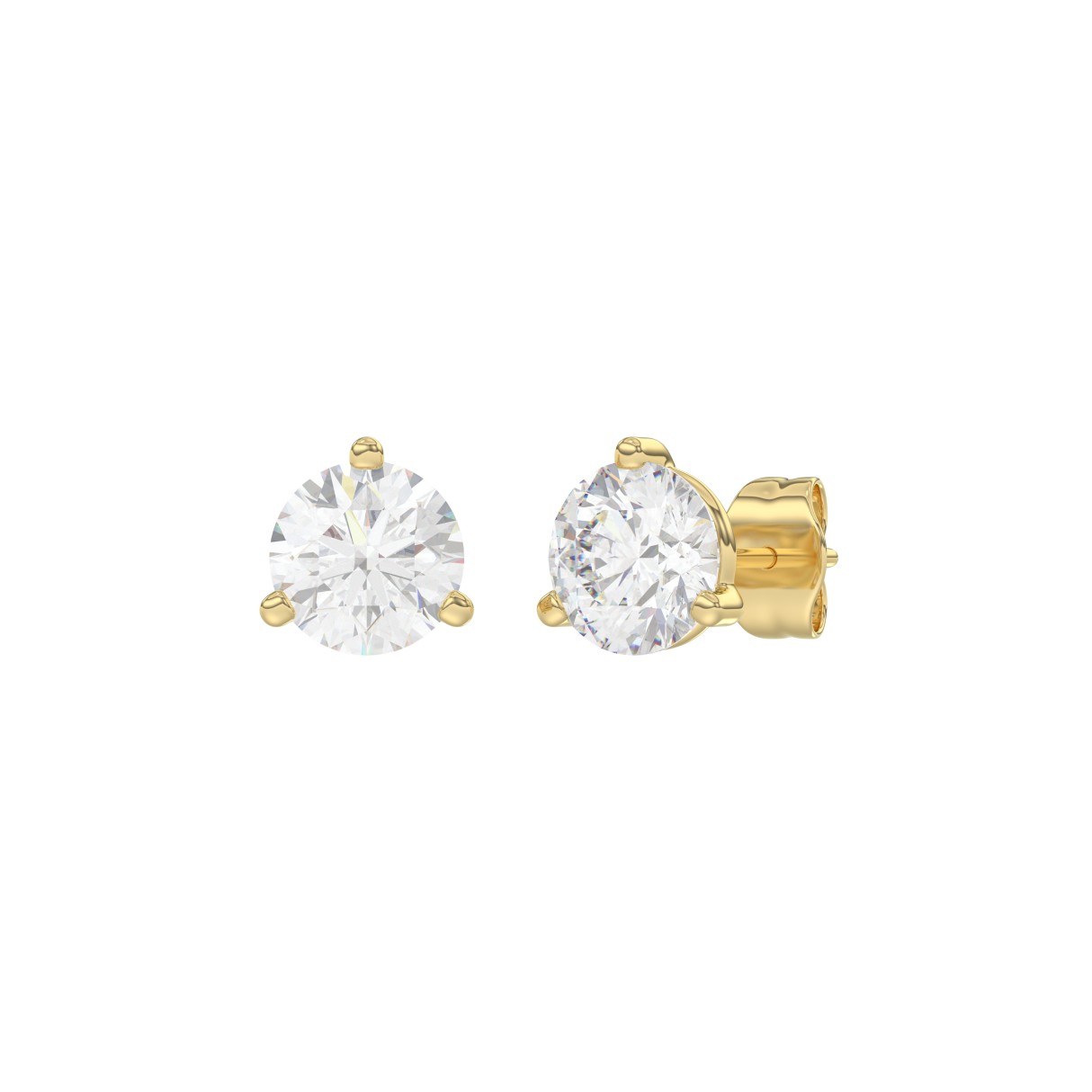 14K Yellow Gold 2.00CT Round Brilliant Diamond Solitaire Stud Earrings for Women Fine Jewelry