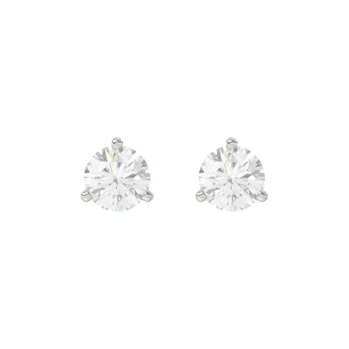 14K White Gold 2 1/2CT Round Brilliant Diamond Solitaire Stud Earrings for Women Fine Jewelry