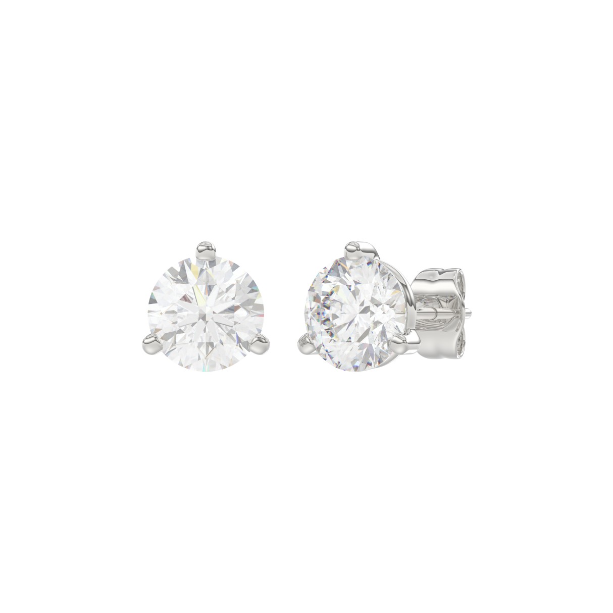 14K White Gold 2 1/2CT Round Brilliant Diamond Solitaire Stud Earrings for Women Fine Jewelry