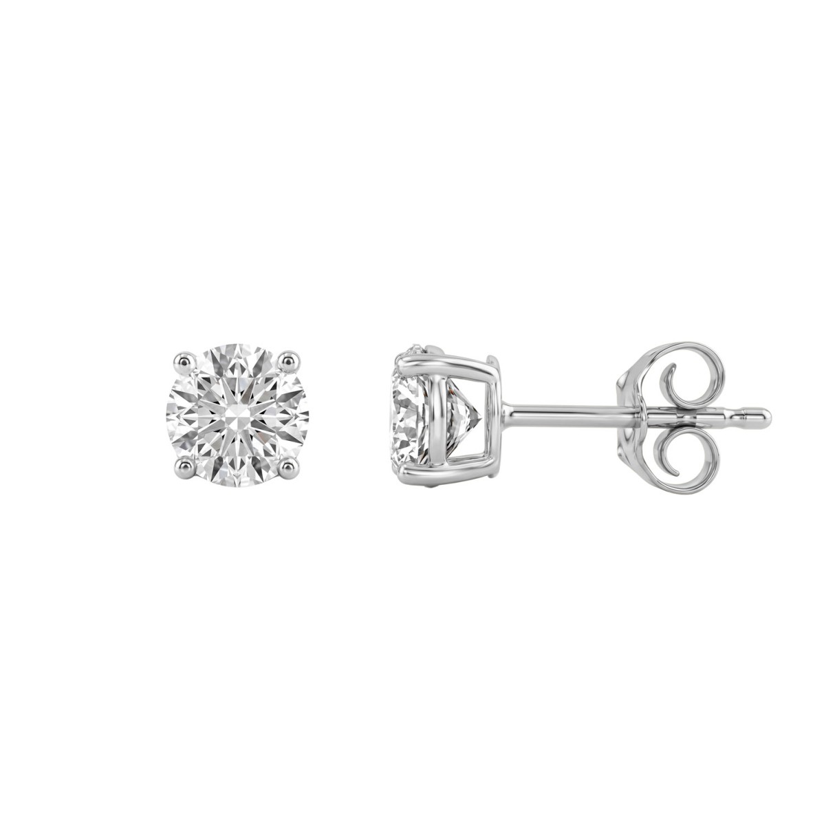 14K White Gold 1.00 Ct Round Brilliant Diamond Stud Earrings Lab Grown Diamond Solitaire Earrings For Women Fine Jewelry Gift