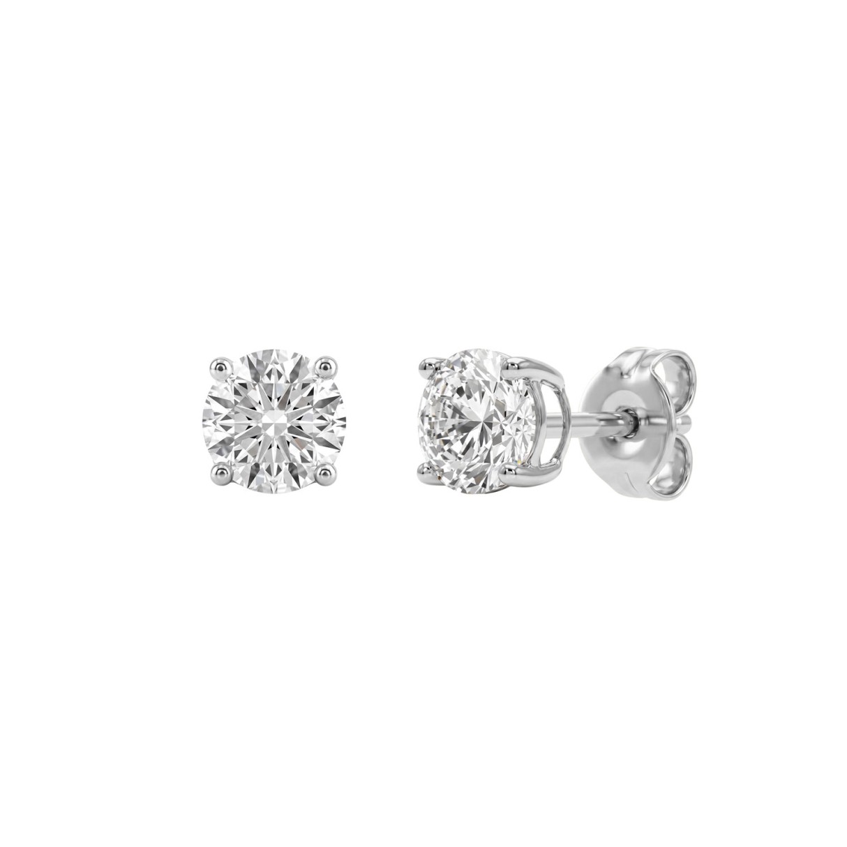 14K White Gold 1.00 Ct Round Brilliant Diamond Stud Earrings Lab Grown Diamond Solitaire Earrings For Women Fine Jewelry Gift