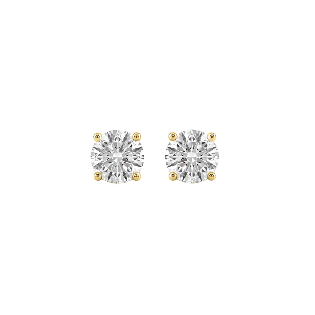 14K Yellow Gold 1.00 Ct Round Brilliant Diamond Stud Earrings Lab Grown Diamond Solitaire Earrings For Women Fine Jewelry Gift