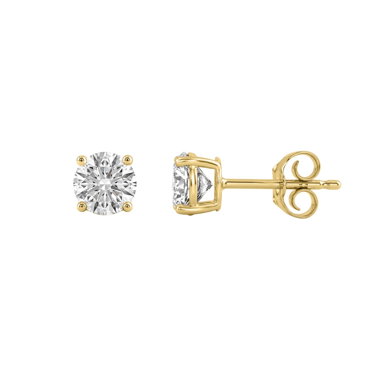 14K Yellow Gold 1.00 Ct Round Brilliant Diamond Stud Earrings Lab Grown Diamond Solitaire Earrings For Women Fine Jewelry Gift