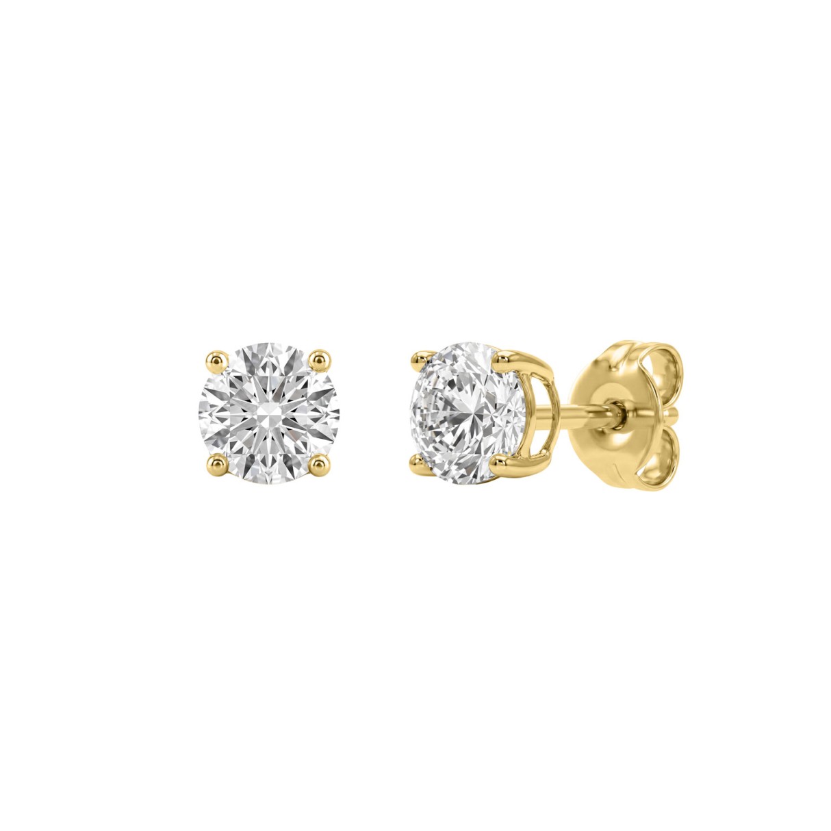 14K Yellow Gold 1.00 Ct Round Brilliant Diamond Stud Earrings Lab Grown Diamond Solitaire Earrings For Women Fine Jewelry Gift