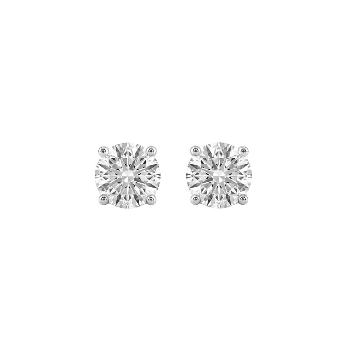 Luxury 14K White Gold 1 1/2Ct Round Diamond Stud E...