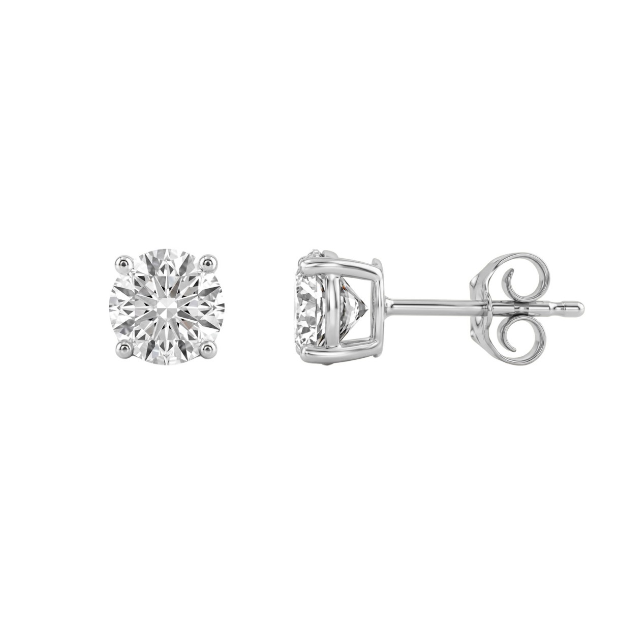 Luxury 14K White Gold 1 1/2Ct Round Diamond Stud Earrings Classic Lab Grown Diamond Solitaire Earrings
