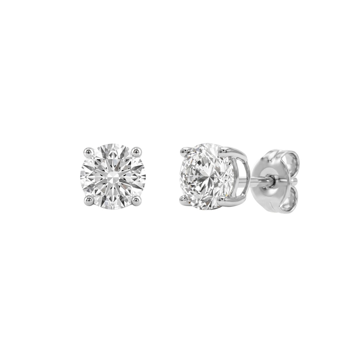 Luxury 14K White Gold 1 1/2Ct Round Diamond Stud Earrings Classic Lab Grown Diamond Solitaire Earrings