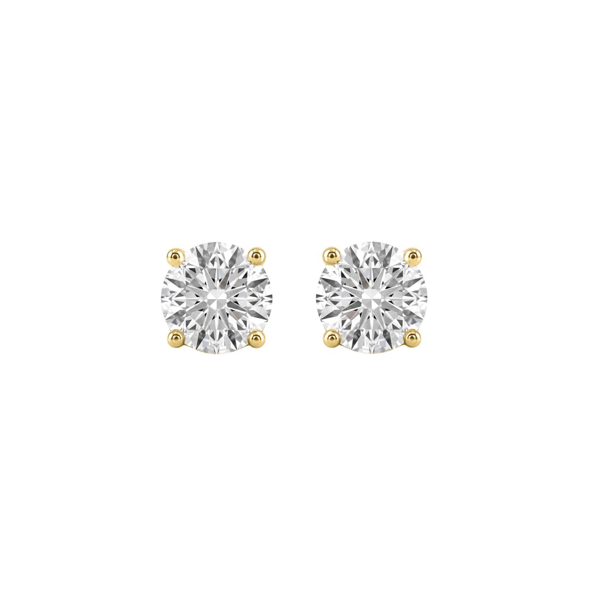 Luxury 14K Yellow Gold 1 1/2Ct Round Diamond Stud ...