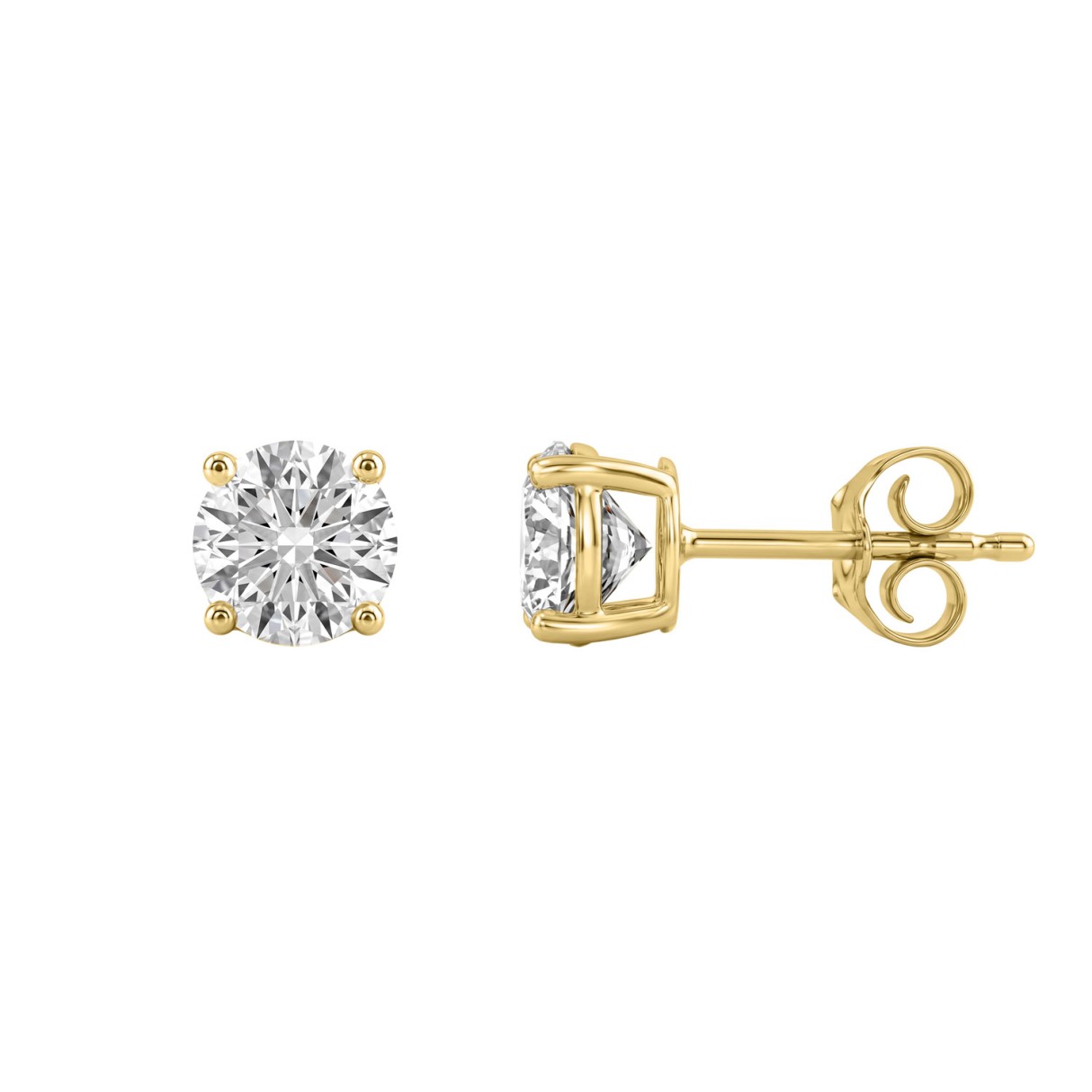 Luxury 14K Yellow Gold 1 1/2Ct Round Diamond Stud Earrings Classic Lab Grown Diamond Solitaire Earrings