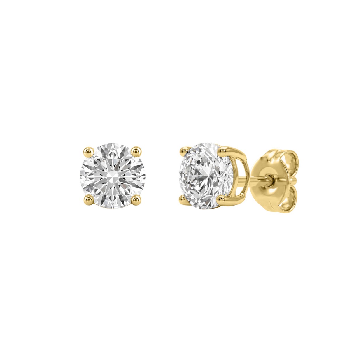 Luxury 14K Yellow Gold 1 1/2Ct Round Diamond Stud Earrings Classic Lab Grown Diamond Solitaire Earrings