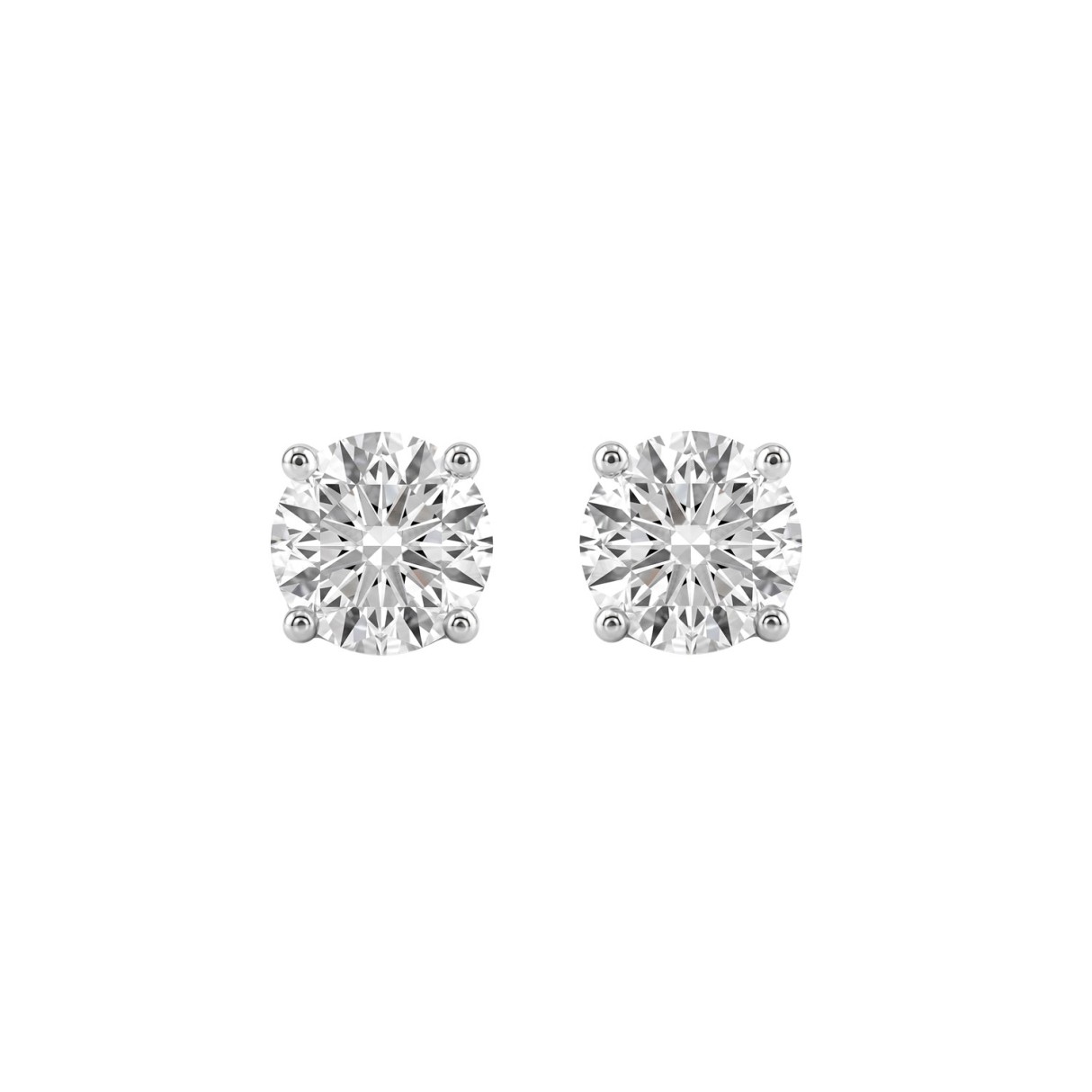 14K White Gold 2.00 Ct Round Brilliant Diamond Stud Earrings Lab Grown Diamond Solitaire Earrings For Women Fine Jewelry Gift