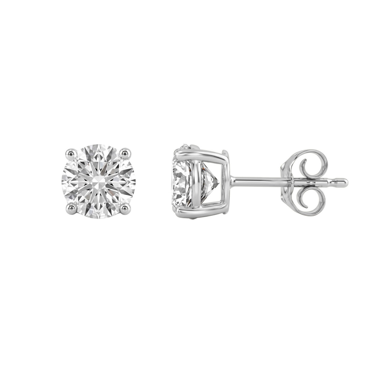 14K White Gold 2.00 Ct Round Brilliant Diamond Stud Earrings Lab Grown Diamond Solitaire Earrings For Women Fine Jewelry Gift