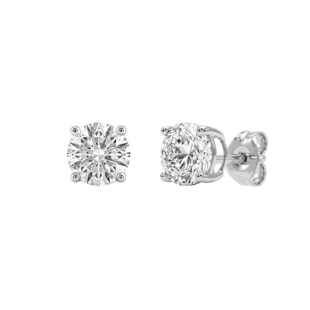 14K White Gold 2.00 Ct Round Brilliant Diamond Stud Earrings Lab Grown Diamond Solitaire Earrings For Women Fine Jewelry Gift
