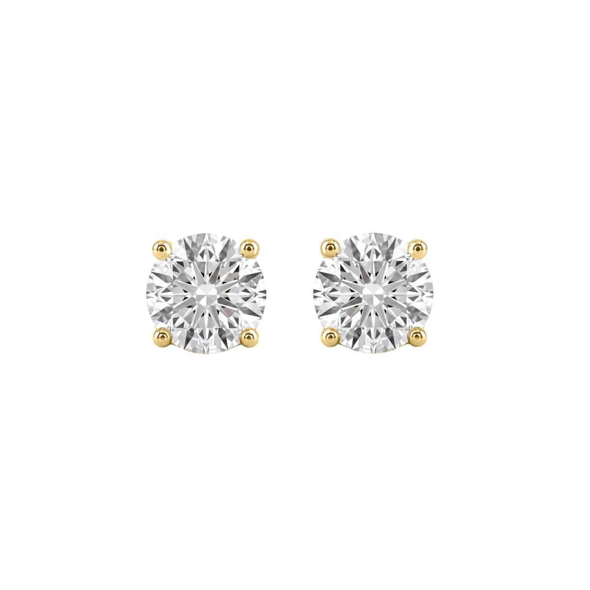 14K Yellow Gold 2.00 Ct Round Brilliant Diamond Stud Earrings Lab Grown Diamond Solitaire Earrings For Women Fine Jewelry Gift