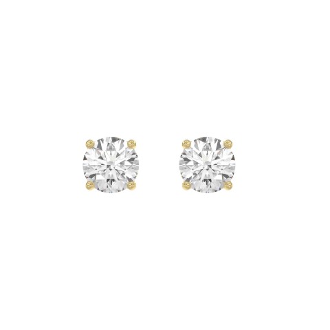 14K Yellow Gold 2.00 Ct Round Brilliant Diamond Stud Earrings Lab Grown Diamond Solitaire Earrings For Women Fine Jewelry Gift