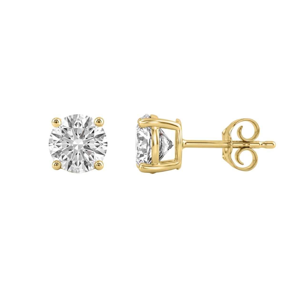 14K Yellow Gold 2.00 Ct Round Brilliant Diamond Stud Earrings Lab Grown Diamond Solitaire Earrings For Women Fine Jewelry Gift