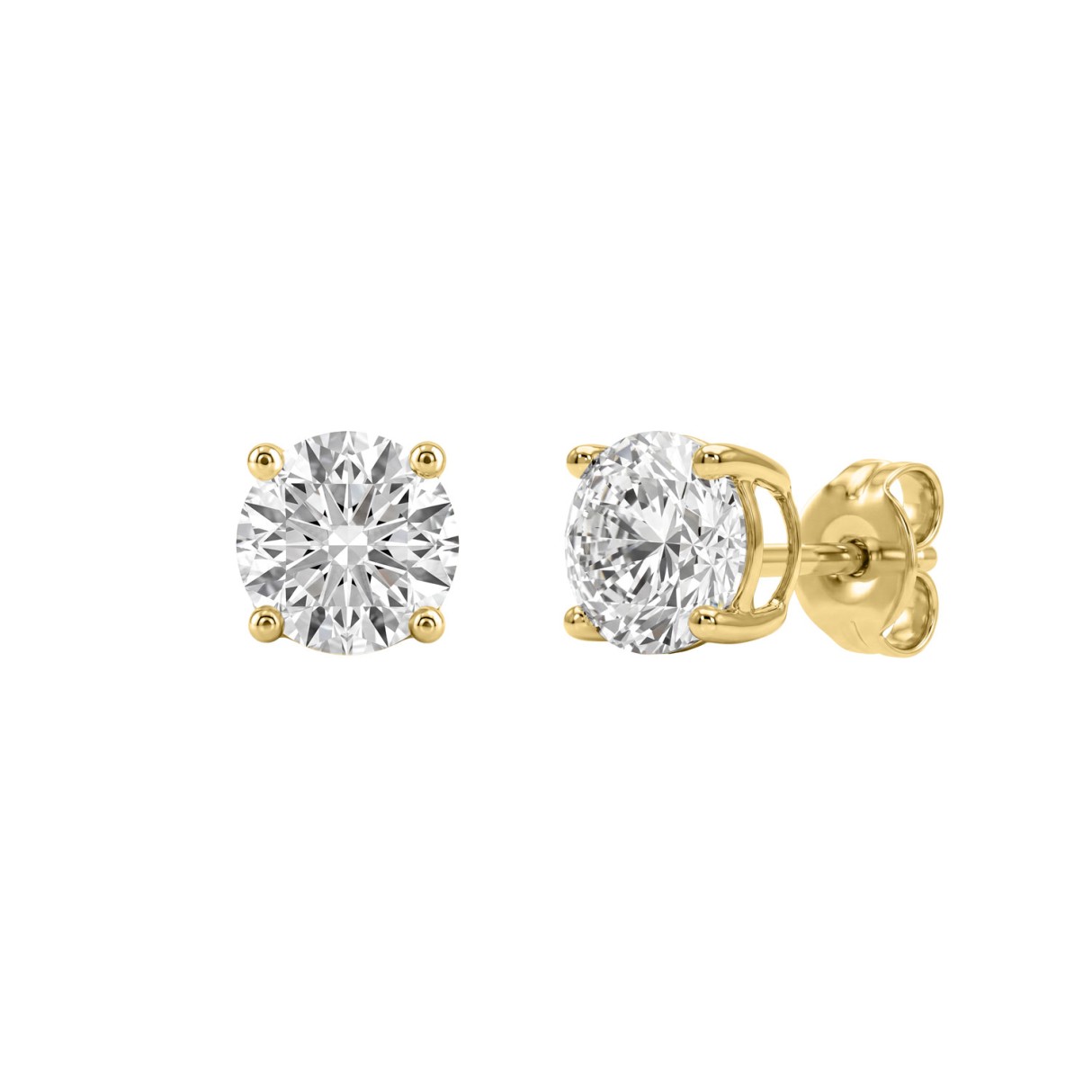 14K Yellow Gold 2.00 Ct Round Brilliant Diamond Stud Earrings Lab Grown Diamond Solitaire Earrings For Women Fine Jewelry Gift