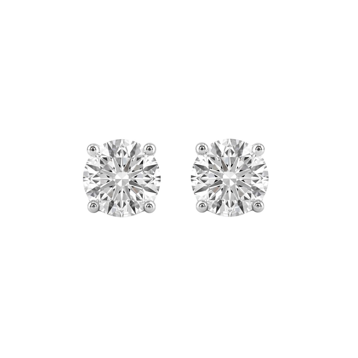 Luxury 14K White Gold 2 1/2Ct Round Diamond Stud E...
