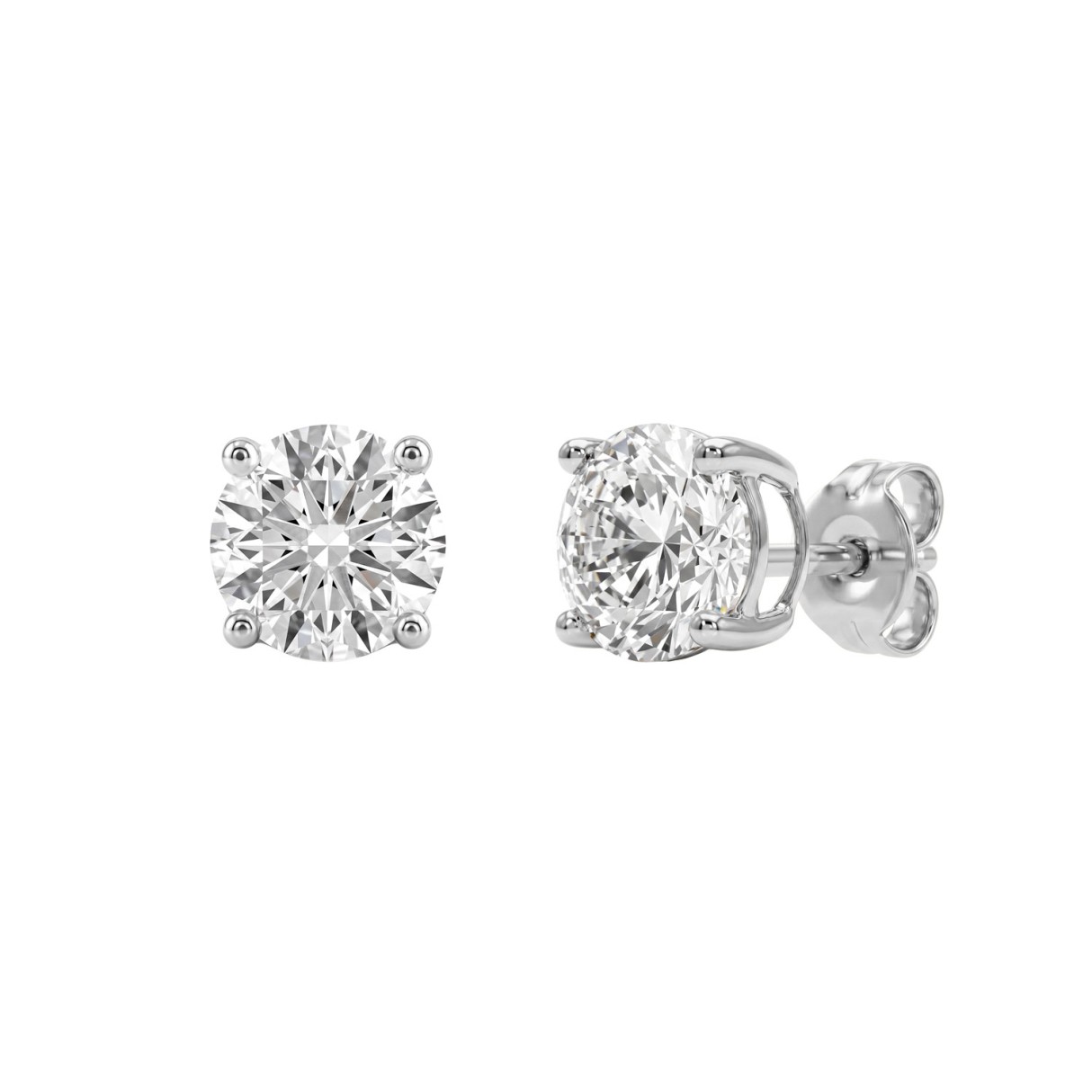 Luxury 14K White Gold 2 1/2Ct Round Diamond Stud Earrings Classic Lab Grown Diamond Solitaire Earrings