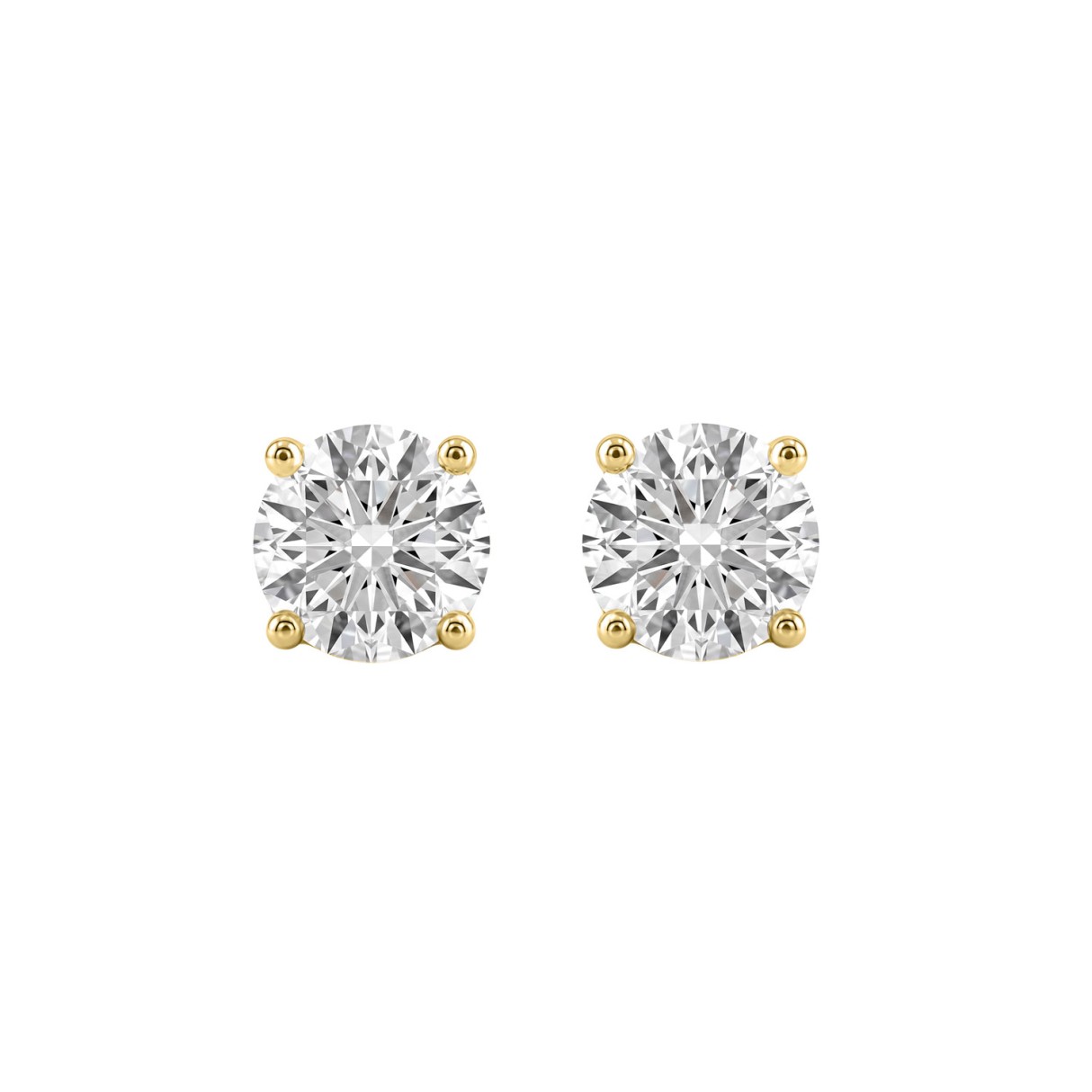 Luxury 14K Yellow Gold 2 1/2Ct Round Diamond Stud ...