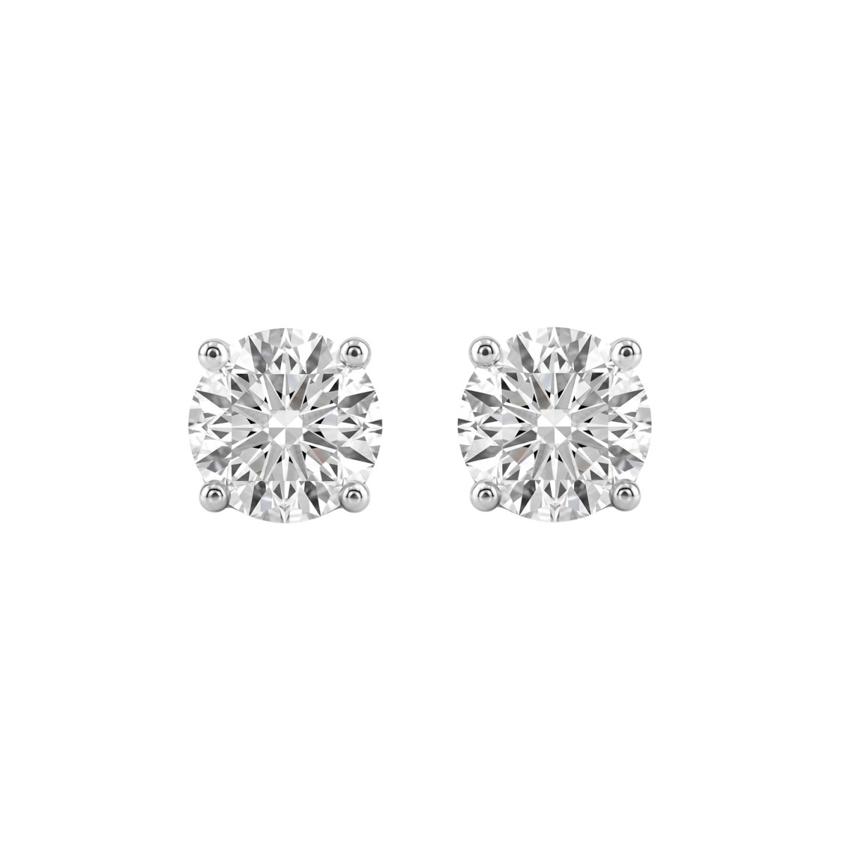 14K White Gold 3.00 Ct Round Brilliant Diamond Stud Earrings Lab Grown Diamond Solitaire Earrings For Women Fine Jewelry Gift