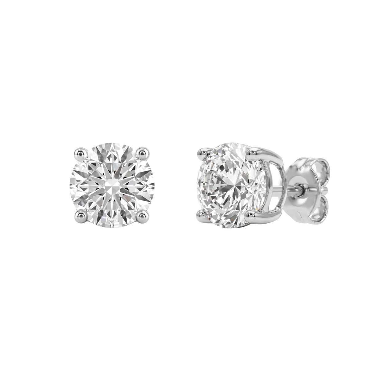 14K White Gold 3.00 Ct Round Brilliant Diamond Stud Earrings Lab Grown Diamond Solitaire Earrings For Women Fine Jewelry Gift