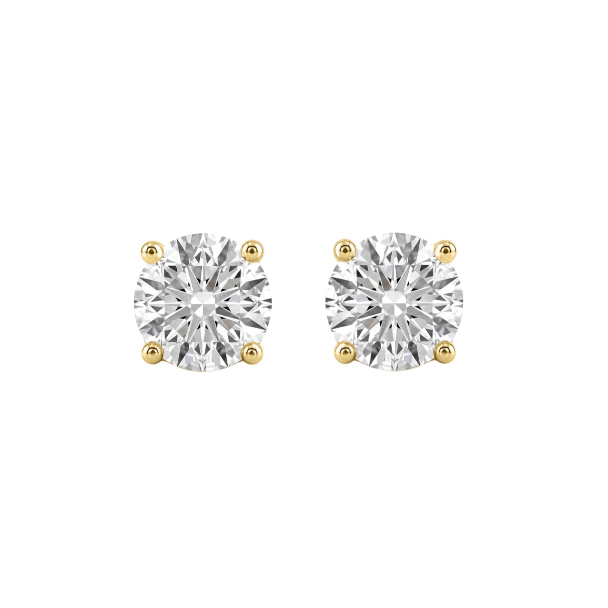 14K Yellow Gold 3.00 Ct Round Brilliant Diamond Stud Earrings Lab Grown Diamond Solitaire Earrings For Women Fine Jewelry Gift