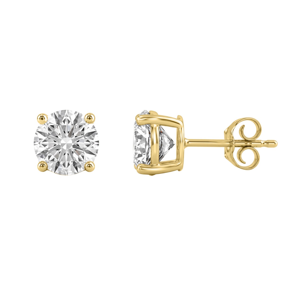 14K Yellow Gold 3.00 Ct Round Brilliant Diamond Stud Earrings Lab Grown Diamond Solitaire Earrings For Women Fine Jewelry Gift