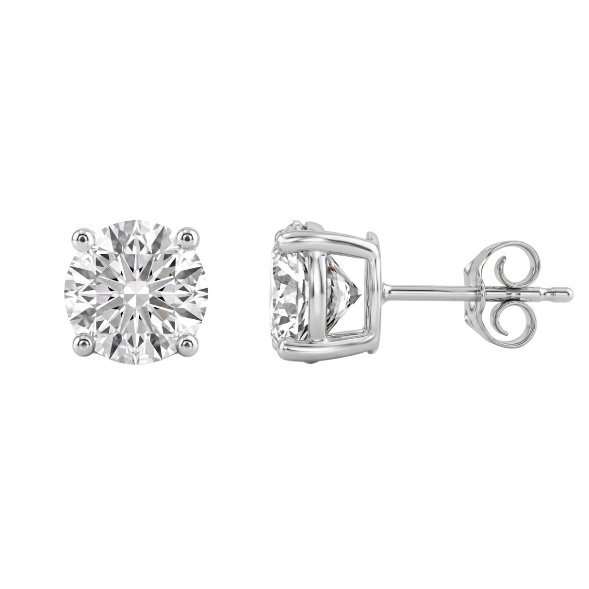 14K White Gold 4.00 Ct Lab Grown Round Diamond Stud Earrings Brilliant Cut Diamond Earrings For Women