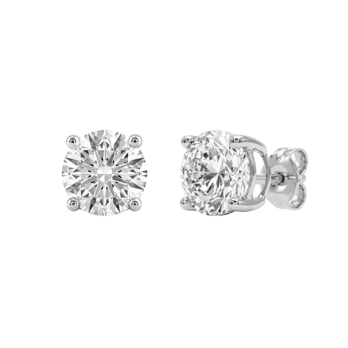 14K White Gold 4.00 Ct Lab Grown Round Diamond Stud Earrings Brilliant Cut Diamond Earrings For Women