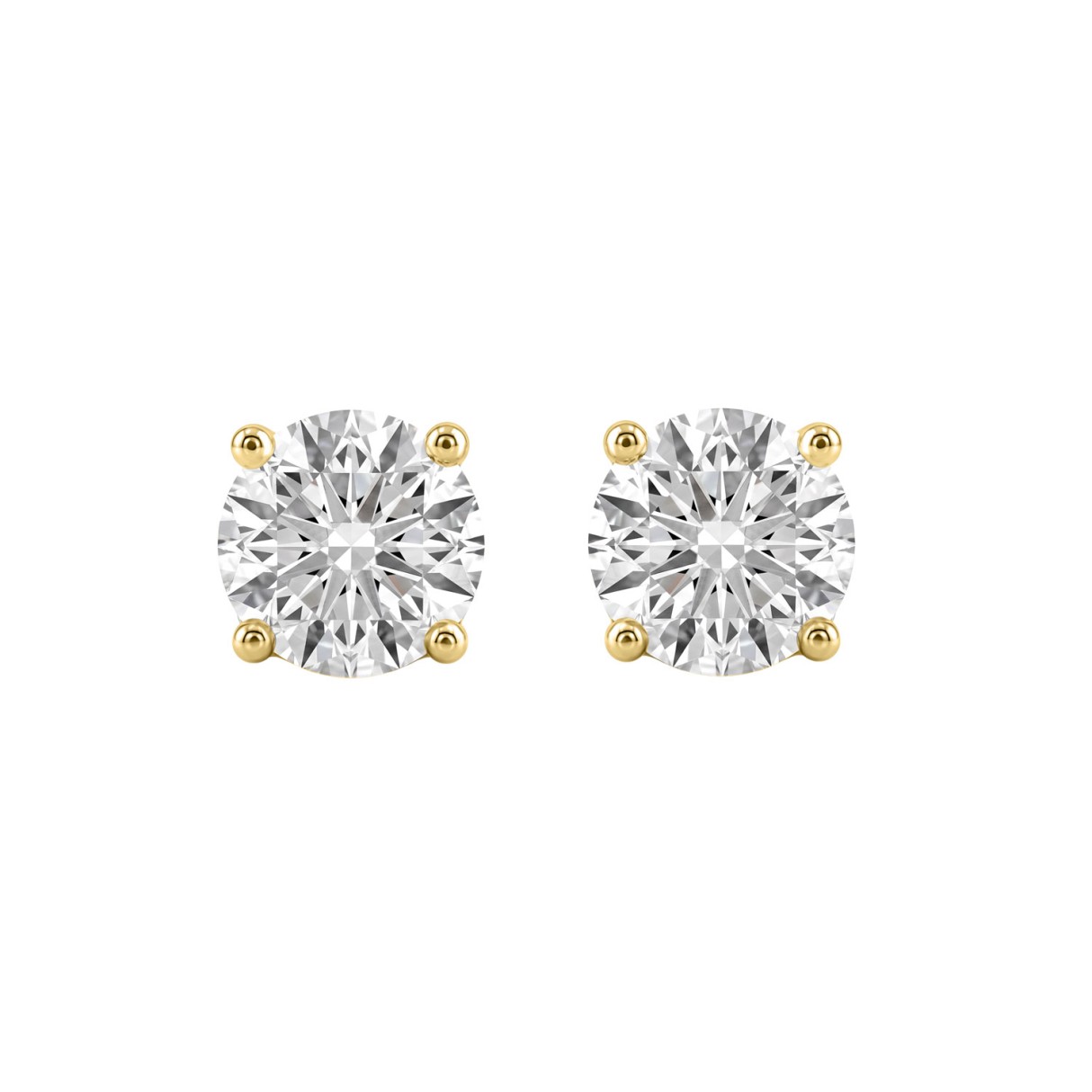14K Yellow Gold 4.00 Ct Lab Grown Round Diamond Stud Earrings Brilliant Cut Diamond Earrings For Women