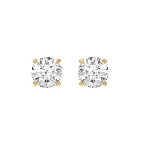 14K Yellow Gold 4.00 Ct Lab Grown Round Diamond Stud Earrings Brilliant Cut Diamond Earrings For Women