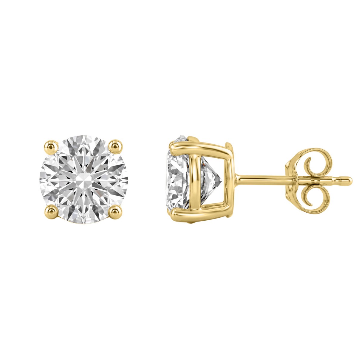 14K Yellow Gold 4.00 Ct Lab Grown Round Diamond Stud Earrings Brilliant Cut Diamond Earrings For Women
